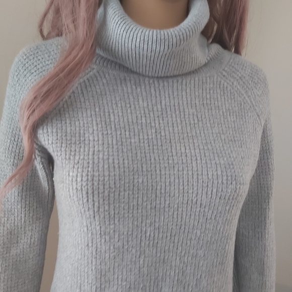 Aritzia Wilfred Free gray merino wool turtleneck knit sweater dress long line - Picture 2 of 14